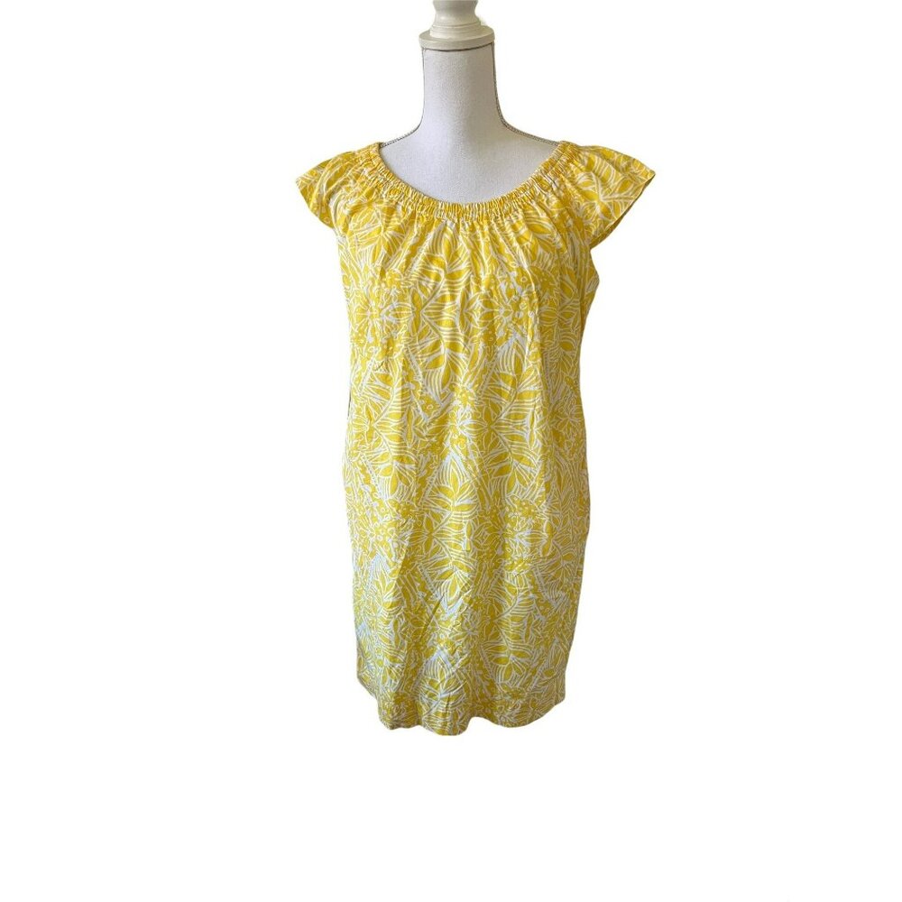 Lilly Pulitzer Dress Sullivan Starburst Yellow White  Cap Sleeves Knee Length XS